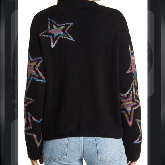 NWT Rails Reese Rainbow Stars Wool cardigan in black XL - Picture 8 of 8